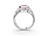 Platinum Fancy Pink Asscher Cut Brilliant Milgrain Filigree Diamond Ring with Square Prong Setting_33
