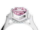 Platinum Fancy Pink Asscher Cut Brilliant Solitaire Diamond Ring with Channel Set Band and Bar Prong Setting_16