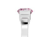 Platinum Fancy Pink Asscher Cut Brilliant Solitaire Diamond Ring with Channel Set Band and Bar Prong Setting_17