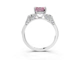 Platinum Fancy Pink Asscher Cut Brilliant Three-Stone Pave Band with Four-Prong Setting_9