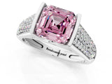 Platinum Fancy Pink Asscher Cut Cut Diamond Channel Set Pave Band with Tension Prong Setting_7