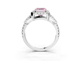 Platinum Fancy Pink Asscher Cut Cut Diamond Halo Engagement Ring with Open Split Pavé Band_9