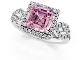 Platinum Fancy Pink Asscher Cut Cut Halo Diamond Infinity Band with Four-Prong Setting_13