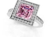 Platinum Fancy Pink Asscher Cut Cut Halo Pavé Diamond Ring_13