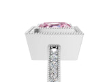 Platinum Fancy Pink Asscher Cut Cut Halo Pavé Diamond Ring_17