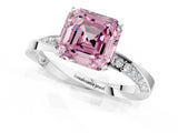 Platinum Fancy Pink Asscher Cut Diamond Engagement Ring with Side Stone Accents and Four-Prong Setting_37