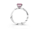 Platinum Fancy Pink Asscher Cut Diamond Engagement Ring with Side Stone Accents and Four-Prong Setting_39