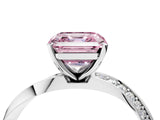 Platinum Fancy Pink Asscher Cut Diamond Engagement Ring with Side Stone Accents and Four-Prong Setting_40