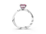 Platinum Fancy Pink Asscher Cut Diamond Engagement Ring with Side Stone Accents and Four-Prong Setting_75