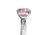 Platinum Fancy Pink Asscher Cut Diamond Engagement Ring with Side Stone Accents and Four-Prong Setting_77