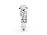 Platinum Fancy Pink Asscher Cut Diamond Halo Ring with Round Split Shank and Prong Setting_2