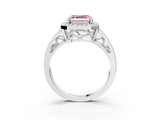 Platinum Fancy Pink Asscher Cut Diamond Halo Ring with Split Shank and Bezel Accents and Prong Setting_15
