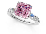 Platinum Fancy Pink Asscher  Cut Diamond Ring with Baguette Side Stones, Channel Set Band, and Four-Prong Setting_37