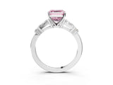 Platinum Fancy Pink Asscher  Cut Diamond Ring with Baguette Side Stones, Channel Set Band, and Four-Prong Setting_39