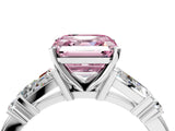 Platinum Fancy Pink Asscher  Cut Diamond Ring with Baguette Side Stones, Channel Set Band, and Four-Prong Setting_40