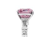 Platinum Fancy Pink Asscher  Cut Diamond Ring with Baguette Side Stones, Channel Set Band, and Four-Prong Setting_41