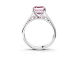 Platinum Fancy Pink Asscher Cut Diamond Solitaire Engagement Ring with Cathedral Setting and Four-Prong Mount_9