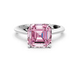 Platinum Fancy Pink Asscher Cut Diamond Solitaire Engagement Ring with Classic Band and Four-Prong Setting_24