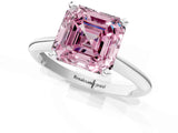Platinum Fancy Pink Asscher Cut Diamond Solitaire Engagement Ring with Classic Band and Four-Prong Setting_25