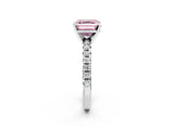 Platinum Fancy Pink Asscher Cut Diamond Solitaire Pavé Engagement Ring with Round Band and Prong Setting_2