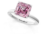 Platinum Fancy Pink Asscher Cut Diamond Solitaire Ring with Classic Band and Four-Prong Setting_13