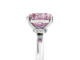 Platinum Fancy Pink Asscher Cut Diamond Solitaire Ring with Classic Band and Four-Prong Setting_17