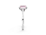 Platinum Fancy Pink Asscher Cut Diamond Solitaire Ring with Flower Prong Setting and Classic Band_14