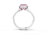 Platinum Fancy Pink Asscher Cut Diamond Solitaire Ring with Flower Prong Setting and Classic Band_15