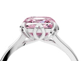 Platinum Fancy Pink Asscher Cut Diamond Solitaire Ring with Flower Prong Setting and Classic Band_16