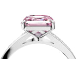 Platinum Fancy Pink Asscher Cut Diamond Solitaire Ring with Pavé Band and Prong Setting_16