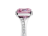 Platinum Fancy Pink Asscher Cut Diamond Solitaire Ring with Pavé Band and Prong Setting_17