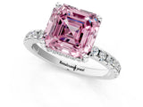 Platinum Fancy Pink Asscher Cut Diamond Solitaire Ring with Round  Pavé Band and Four-Prong Setting_37