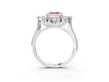 Platinum Fancy Pink Asscher Cut Halo Diamond Cluster Ring with Marquise and Round Stones on a White Gold Band with Prong Setting_3