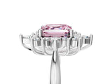 Platinum Fancy Pink Asscher Cut Halo Diamond Cluster Ring with Marquise and Round Stones on a White Gold Band with Prong Setting_5