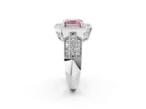 Platinum Fancy Pink Asscher Cut Halo Diamond Engagement Ring with Pave Split Shank and Four-Prong Setting_38