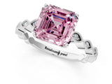 Platinum Fancy Pink Asscher Cut Solitaire Diamond Ring with Infinity Twist Band and Four-Prong Setting_13
