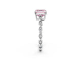 Platinum Fancy Pink Asscher Cut Solitaire Diamond Ring with Infinity Twist Band and Four-Prong Setting_14