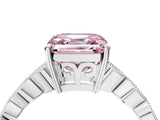 Platinum Fancy Pink Asscher Cut Solitaire Diamond Ring with Infinity Twist Band and Four-Prong Setting_16