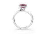Platinum Fancy Pink Asscher  Cut Solitaire Engagement Ring with Flat Band and Four-Prong Setting 4