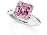 Platinum Fancy Pink Asscher  Cut Solitaire Engagement Ring with Tapered Band and Four-Prong Setting 2