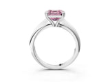 Platinum Fancy Pink Asscher  Cut Solitaire Engagement Ring with Tapered Band and Four-Prong Setting 4