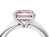 Platinum Fancy Pink Asscher  Cut Solitaire Engagement Ring with Tapered Band and Four-Prong Setting 5