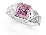 Platinum Fancy Pink Asscher Cut Solitaire Intertwined Band Prong Setting Ring_7