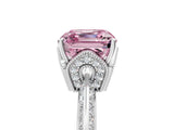 Platinum Fancy Pink Asscher Cut Solitaire Split Shank Pave Diamond Engagement Ring with Four-Prong Setting_65