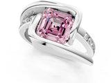 Platinum Fancy Pink Asscher Cut Solitaire Tension-Set Diamond Split Shank Ring_31