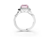 Platinum Fancy Pink Asscher  Halo Diamond Engagement Ring with Twisted Band and Four-Prong Setting 4