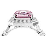 Platinum Fancy Pink Asscher  Halo Diamond Engagement Ring with Twisted Band and Four-Prong Setting 5