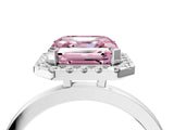 Platinum Fancy Pink Asscher  Halo Diamond Solitaire with Pavé Band and Four-Prong Setting_16