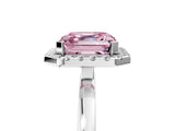 Platinum Fancy Pink Asscher  Halo Diamond Solitaire with Pavé Band and Four-Prong Setting_17