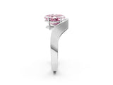 Platinum Fancy Pink Asscher  Solitaire Diamond Engagement Ring with Pave Band and Four-Prong Setting 3